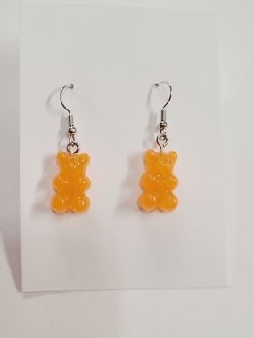 Gummy Bear Dangle Earrings — Orange
